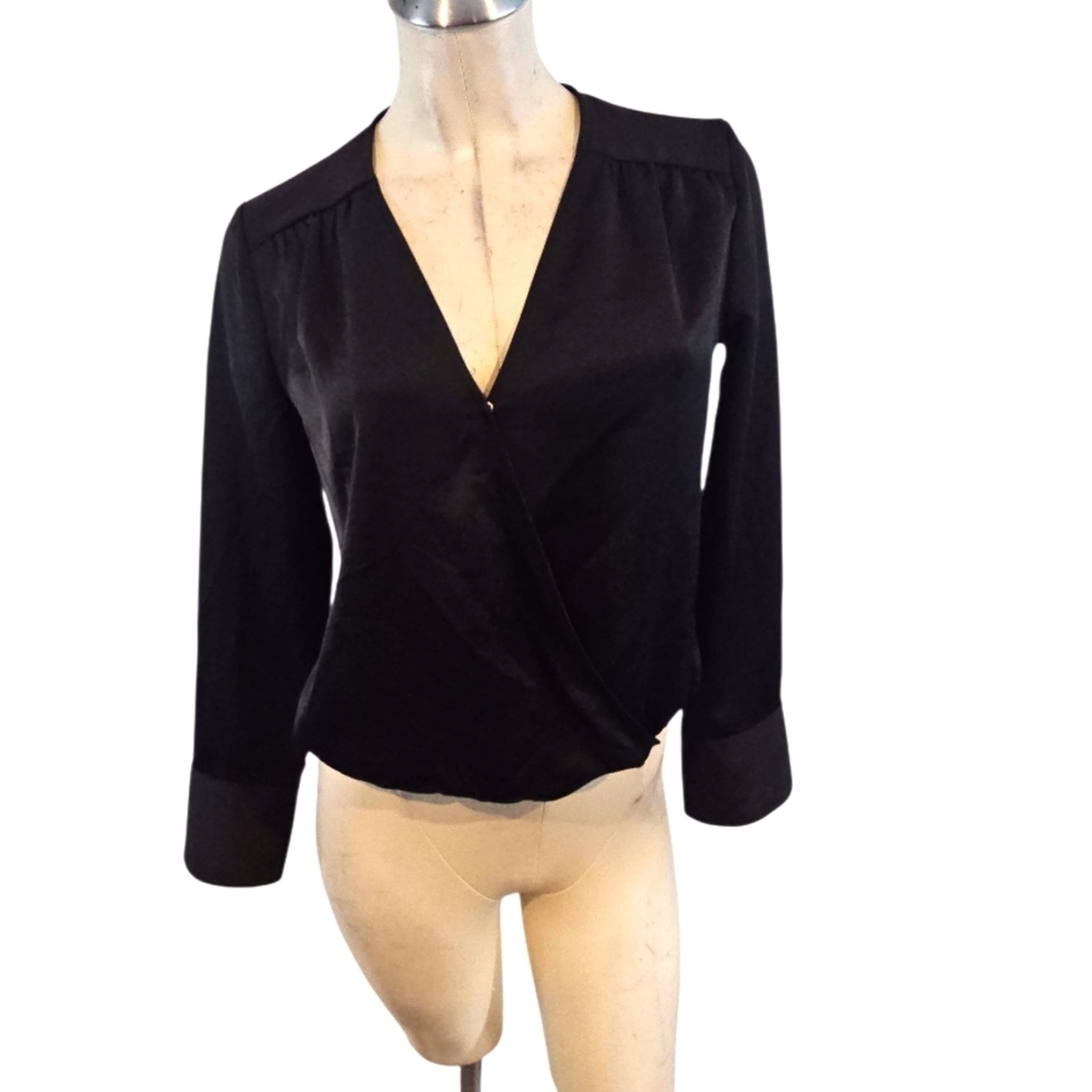 3/$25 a new day Size XS  Black Wrap Blouse